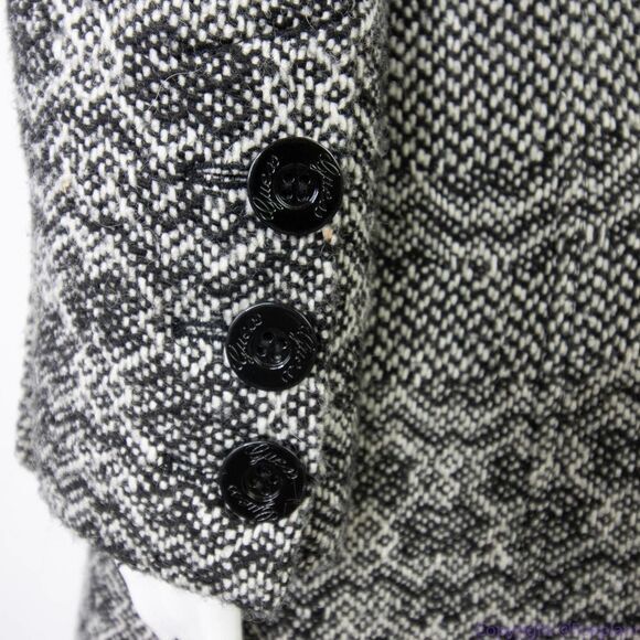 Guess wool blend black and white tweed double‎ breasted coat tie waist, size M - Picture 7 of 16